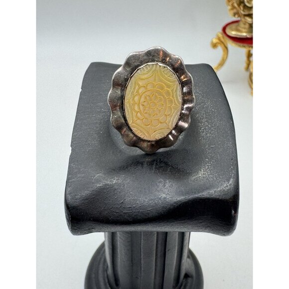 Vintage Carolyn Pollack size 6 Carved Mother of Pearl Sterling Silver Ring - Picture 13 of 13